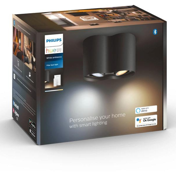 Philips Hue White Ambiance Pillar Doppelspot inkl. Dimmschalter Schwarz