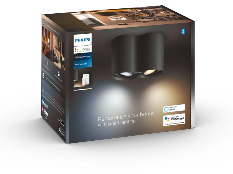 Philips Hue White Ambiance Pillar Doppelspot inkl. Dimmschalter Schwarz