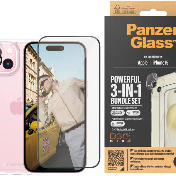 Panzerglass 3-in-1 Bundle iPhone 15