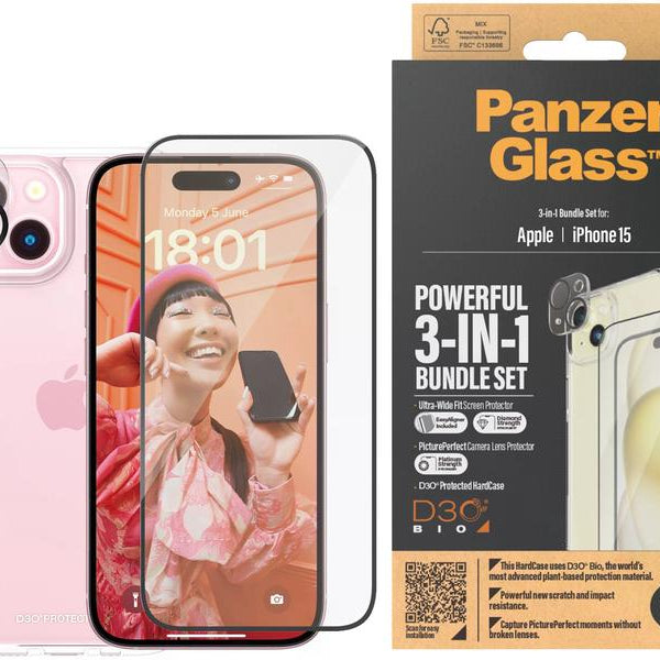Panzerglass 3-in-1 Bundle iPhone 15