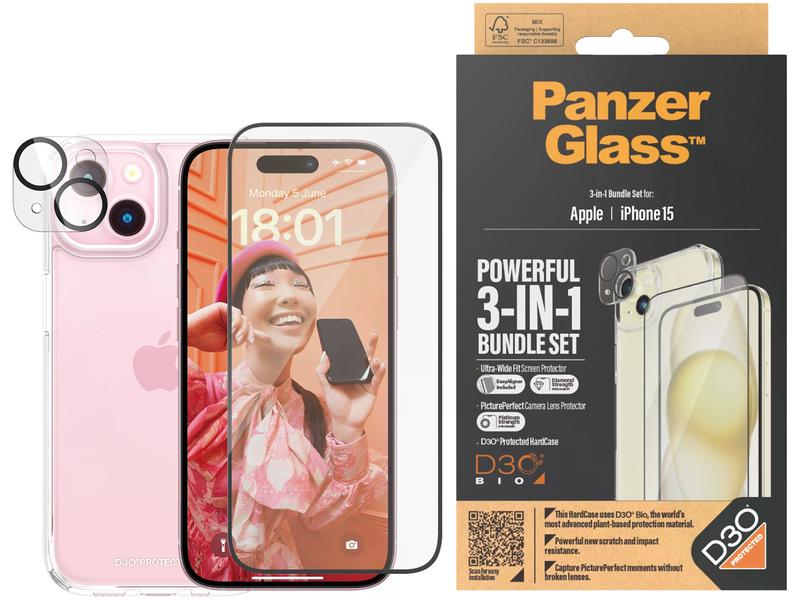 Panzerglass 3-in-1 Bundle iPhone 15