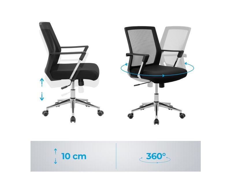 Songmics Bürostuhl mit Netzrücken und Armlehnen, Schwarz