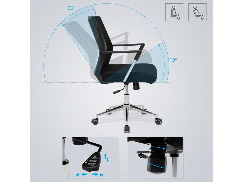Songmics Bürostuhl mit Netzrücken und Armlehnen, Schwarz