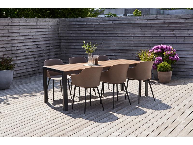 Schou Tisch Noah, 205 x 90 cm, Schwarz/Teak