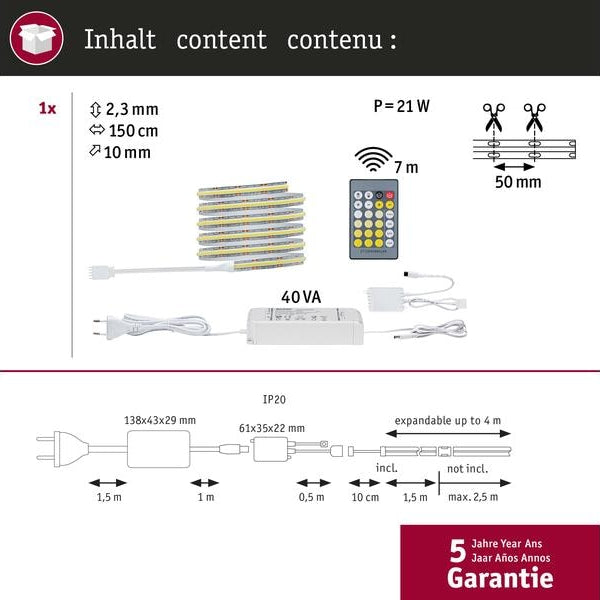 Paulmann MaxLED 1000 LED Strip Full-Line COB Basisset