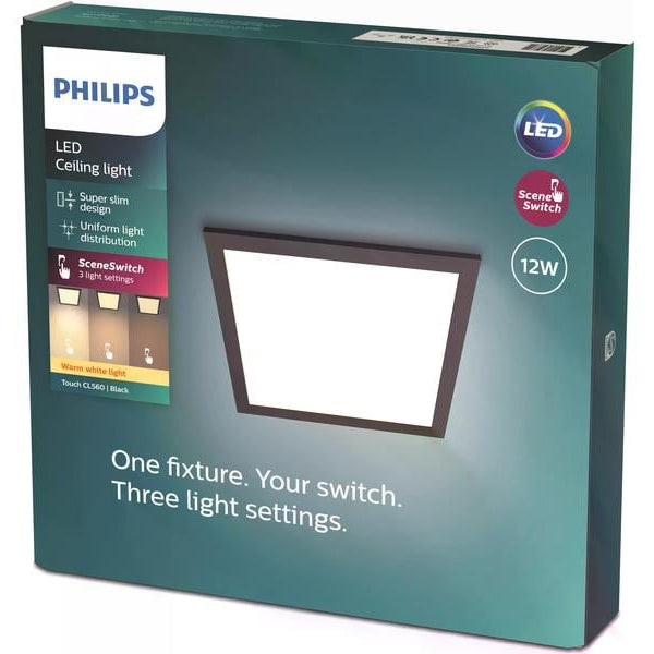 Philips Touch Deckenleuchte SceneSwitch eckig 12W 2700K schwarz