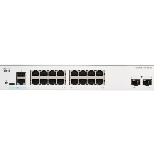 Cisco PoE+ Switch Catalyst C1300-16P-2G 18 Port