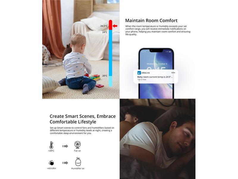 SONOFF Zigbee Temperatur- und Feuchtigkeitssensor SNZB-02P DC 3 V