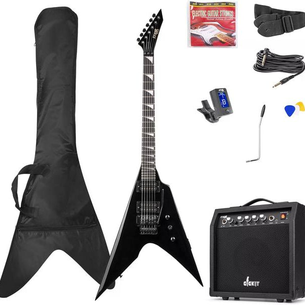 MAX E-Gitarre GigKit Rock Style Schwarz