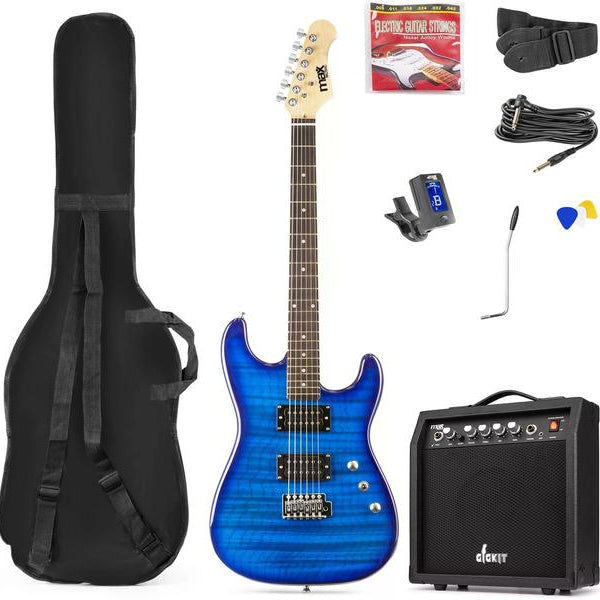 MAX E-Gitarre GigKit Quilted Style Blau