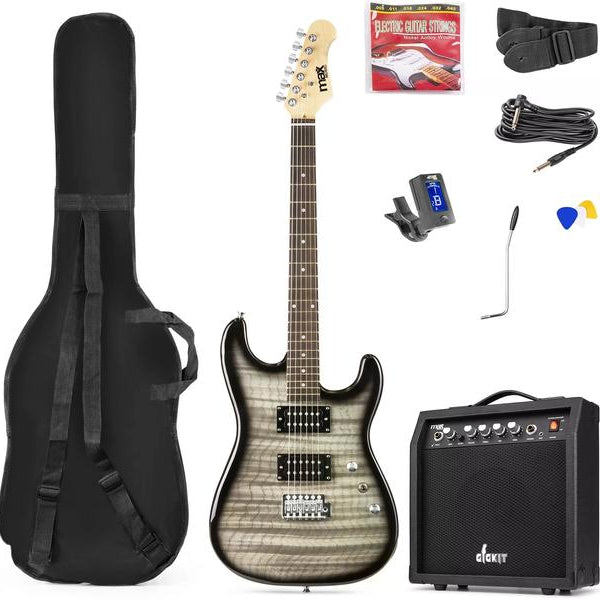 MAX E-Gitarre GigKit Quilted Style Schwarz