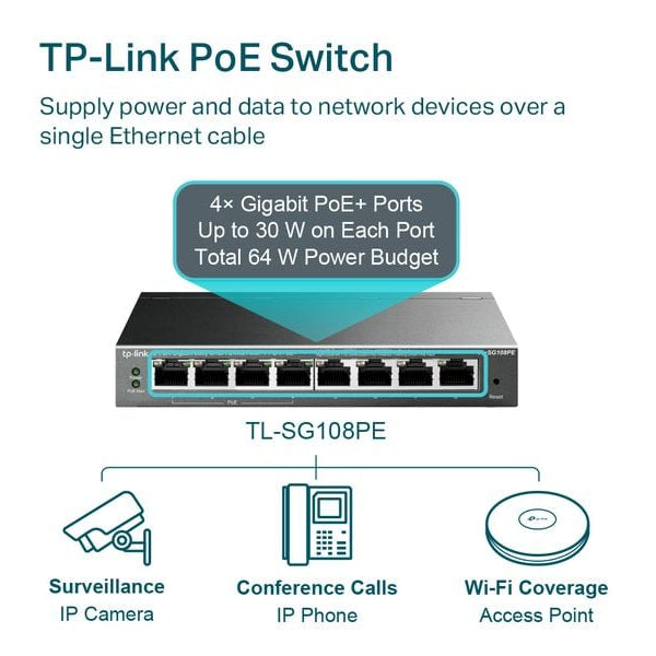 TP-Link PoE+ Switch TL-SG108PE 8 Port