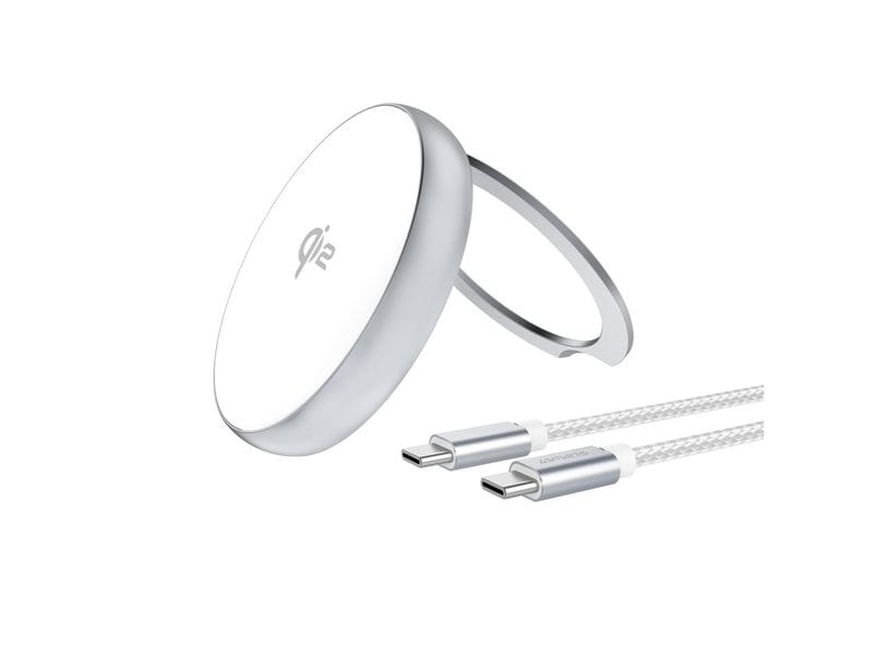 4smarts Wireless Charger Kickstand Qi2 Silber / Weiss