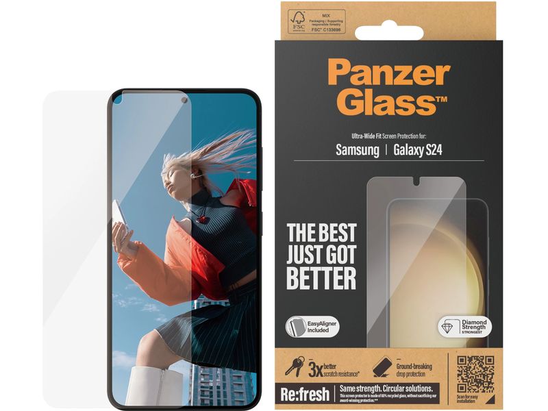 Panzerglass Displayschutz Ultra Wide Fit Galaxy S24 mit Applicator