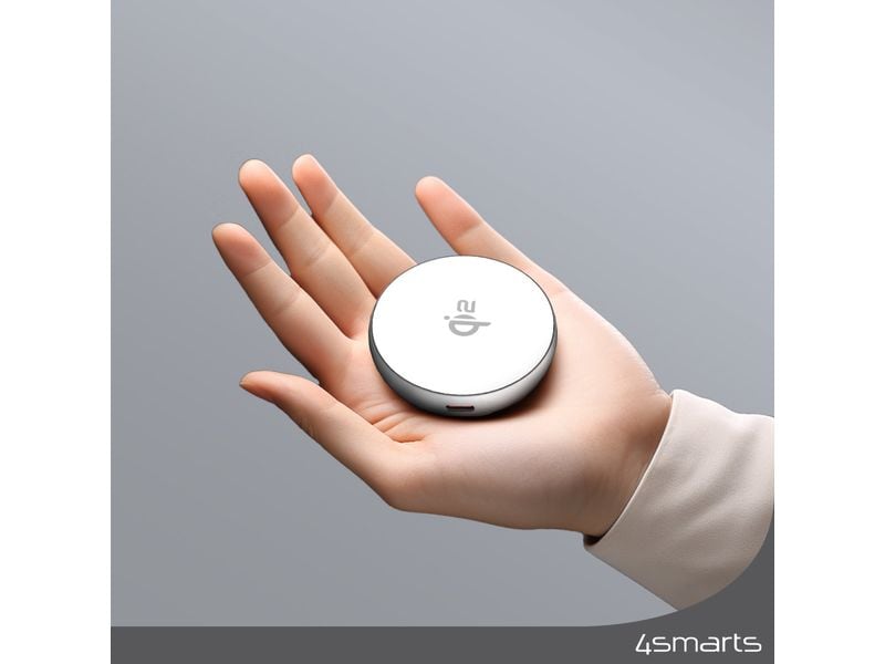 4smarts Wireless Charger Kickstand Qi2 Silber / Weiss