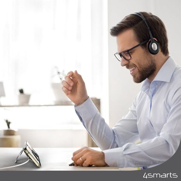 4smarts Wireless Charger Kickstand Qi2 Silber / Weiss