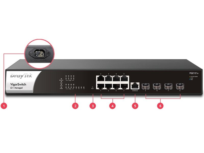 DrayTek PoE+ Switch VigorSwitch PQ2121x 12 Port