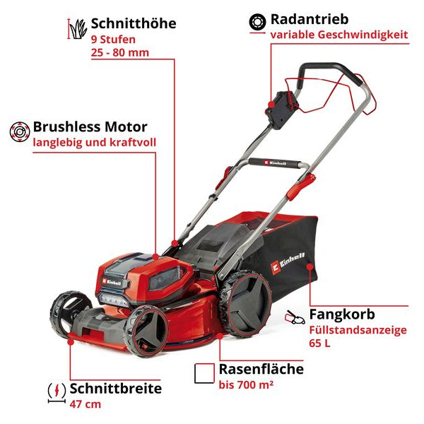 Einhell Professional Akku-Rasenmäher GP-CM 36/47 S Li BL (4 x 4.0Ah)