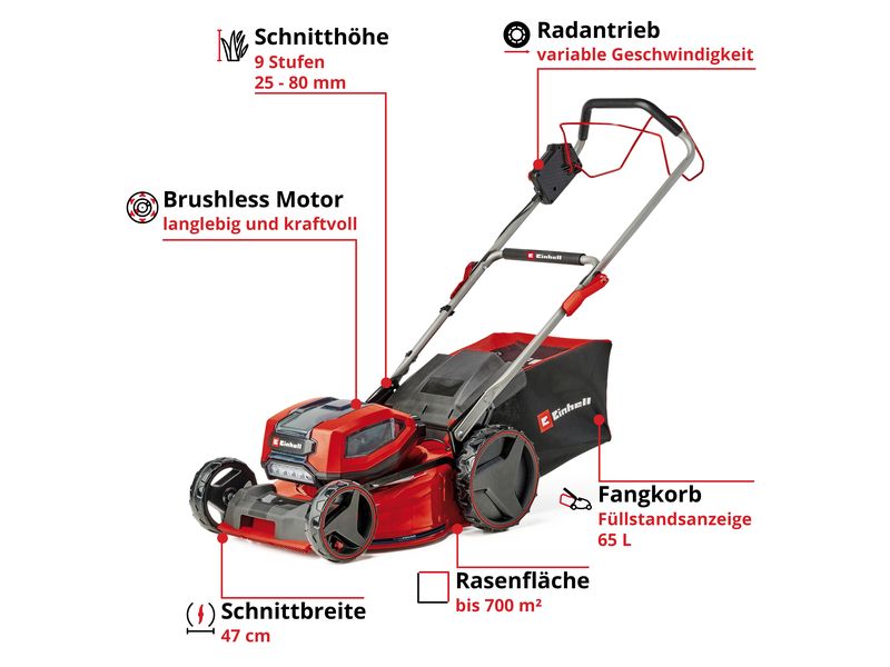 Einhell Professional Akku-Rasenmäher GP-CM 36/47 S Li BL (4 x 4.0Ah)