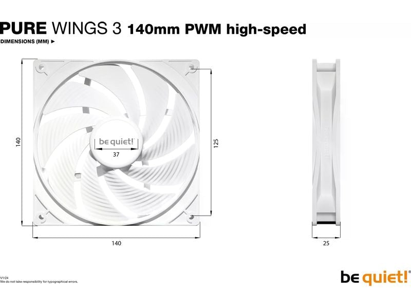 be quiet! PC-Lüfter Pure Wings 3 PWM high-speed 140 mm
