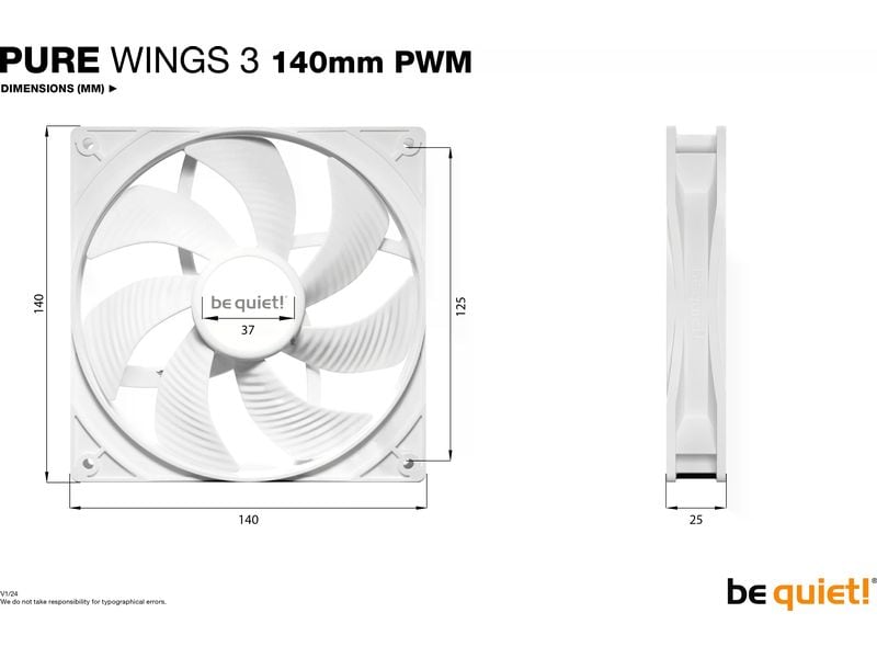 be quiet! PC-Lüfter Pure Wings 3 PWM 140 mm