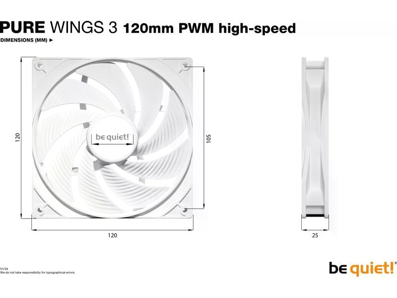 be quiet! PC-Lüfter Pure Wings 3 PWM high-speed 120 mm