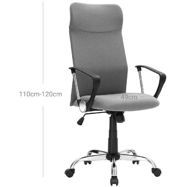 Songmics Bürostuhl mit Polsterrücken und Armlehnen, Grau