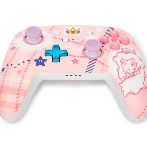 Power A Enhanced Wireless Controller Princess Peach Plaid