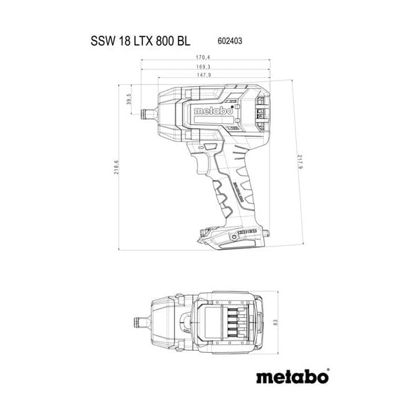 Metabo Akku-Schlagschrauber SSW 18 LTX 800 BL, Solo
