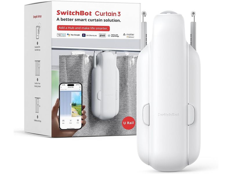 SwitchBot Curtain 3, U Schiene, Weiss