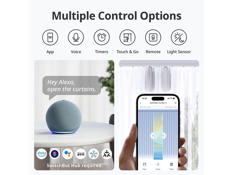 SwitchBot Curtain 3, U Schiene, Weiss