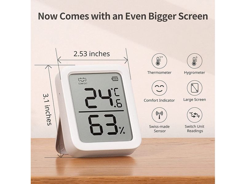 SwitchBot Smartes Innen-Thermometer, Weiss, Bluetooth