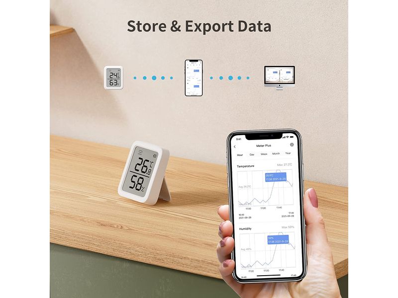SwitchBot Smartes Innen-Thermometer, Weiss, Bluetooth