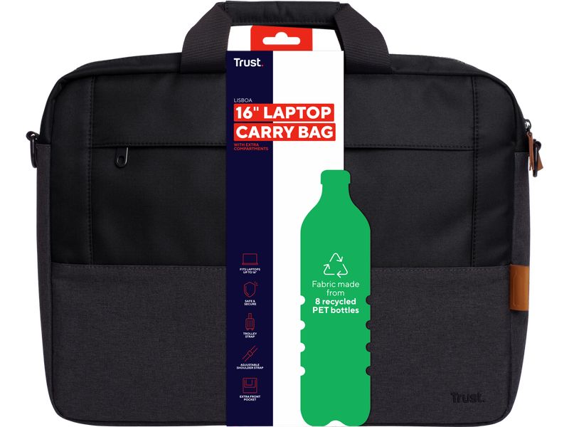 Trust Notebooktasche Lisboa Schwarz, 16 "