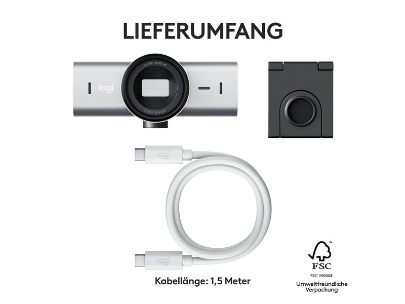 Logitech Webcam MX Brio 4K Pale Grey