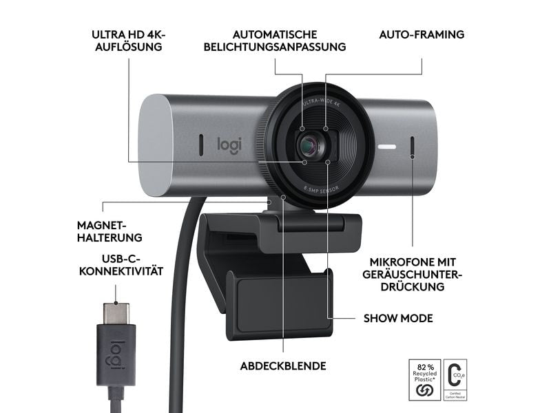 Logitech Webcam MX Brio 4K Graphite