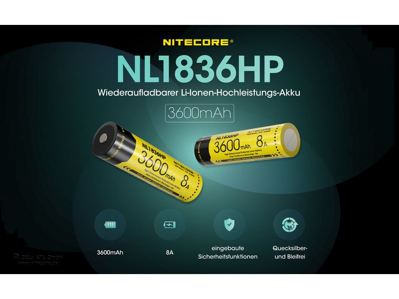 Nitecore Akku Li-Ion Akku Typ 18650 NL1836 HP