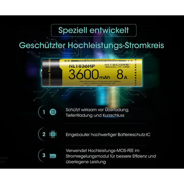 Nitecore Akku Li-Ion Akku Typ 18650 NL1836 HP