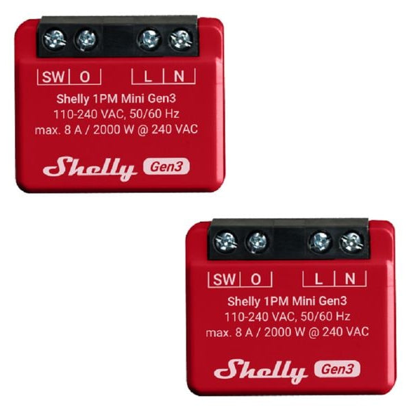 Shelly WLAN-Schaltaktor Mini PM Gen3, 2 Stück