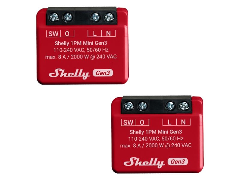 Shelly WLAN-Schaltaktor Mini PM Gen3, 2 Stück