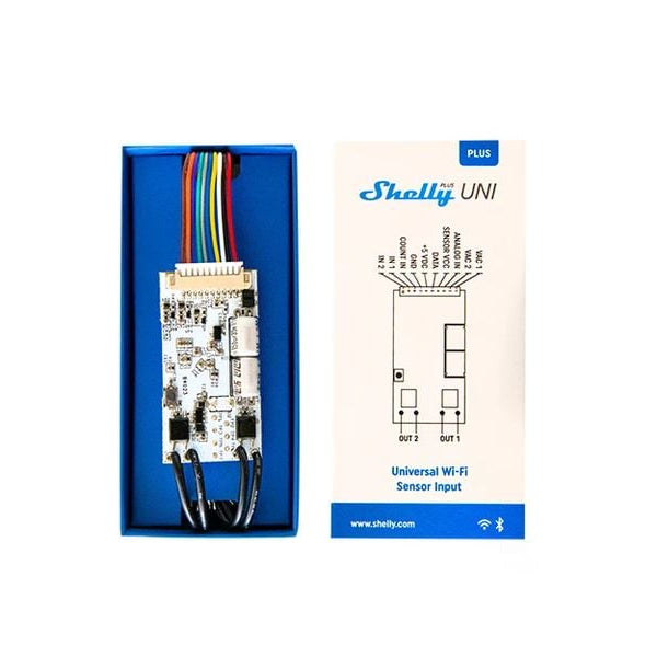 Shelly Universal Modul  Plus Uni, 1 x ADC, 1 x Data, 2 x DI, 2 x DO