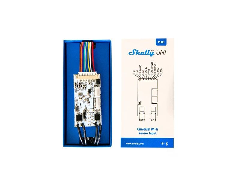 Shelly Universal Modul  Plus Uni, 1 x ADC, 1 x Data, 2 x DI, 2 x DO