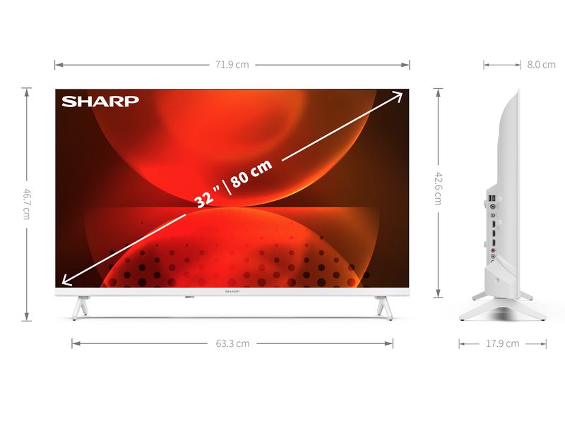 Sharp TV 32FH2EAW 32", 1366 x 768 (WXGA), LED-LCD