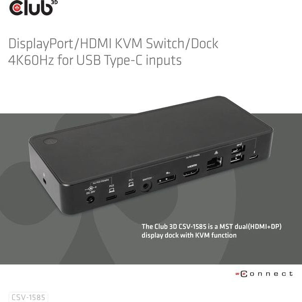 Club 3D Dockingstation CSV-1585 DisplayPort/HDMI KVM