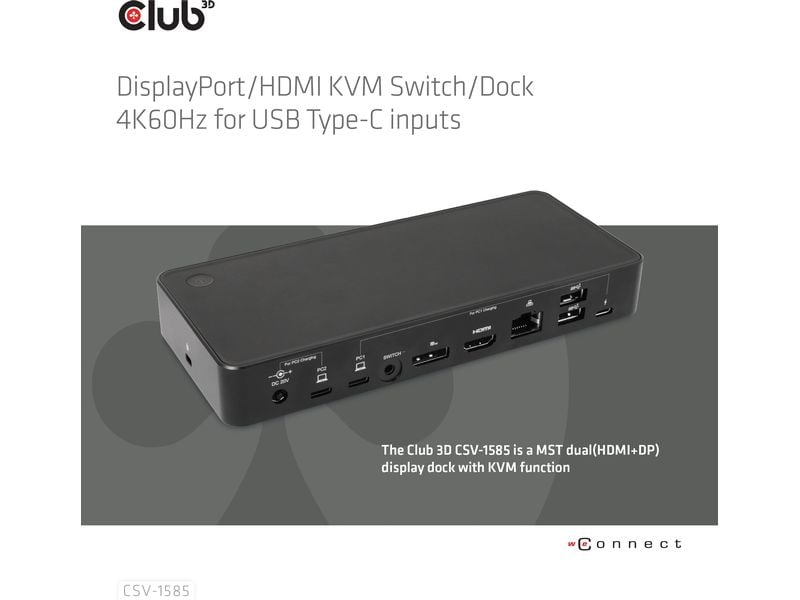 Club 3D Dockingstation CSV-1585 DisplayPort/HDMI KVM