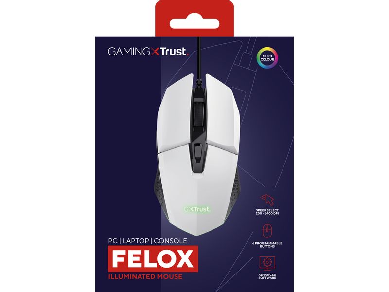 Trust Gaming-Maus GXT109 Felox Weiss