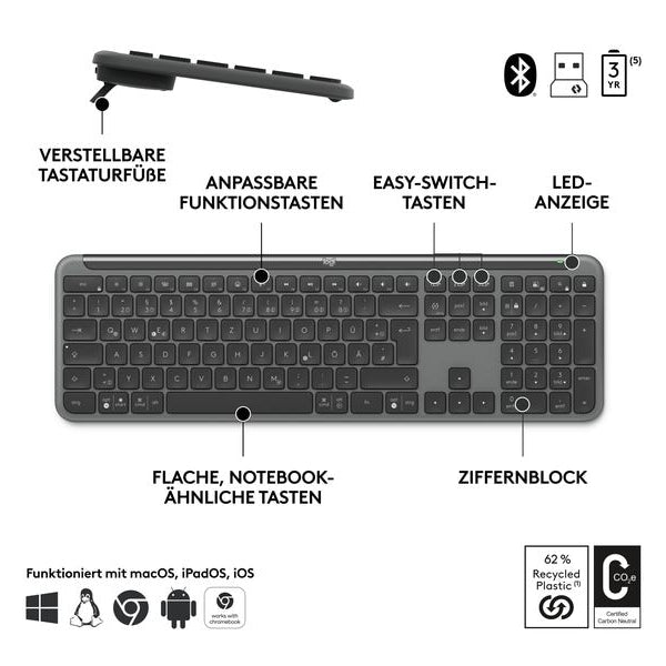 Logitech Tastatur-Maus-Set MK950 Signature Slim Combo for Business