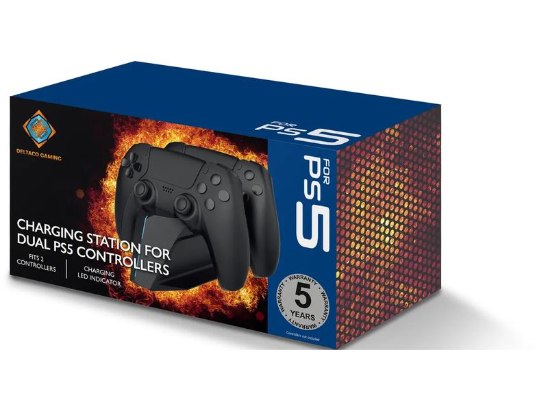 DELTACO Ladestation Dual Charger PS5 Schwarz
