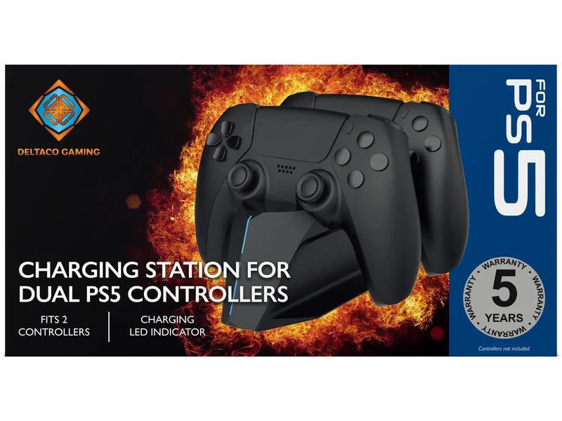 DELTACO Ladestation Dual Charger PS5 Schwarz