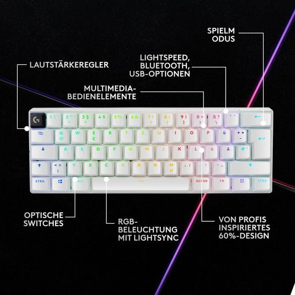 Logitech Gaming-Tastatur Pro X 60 Lightspeed White